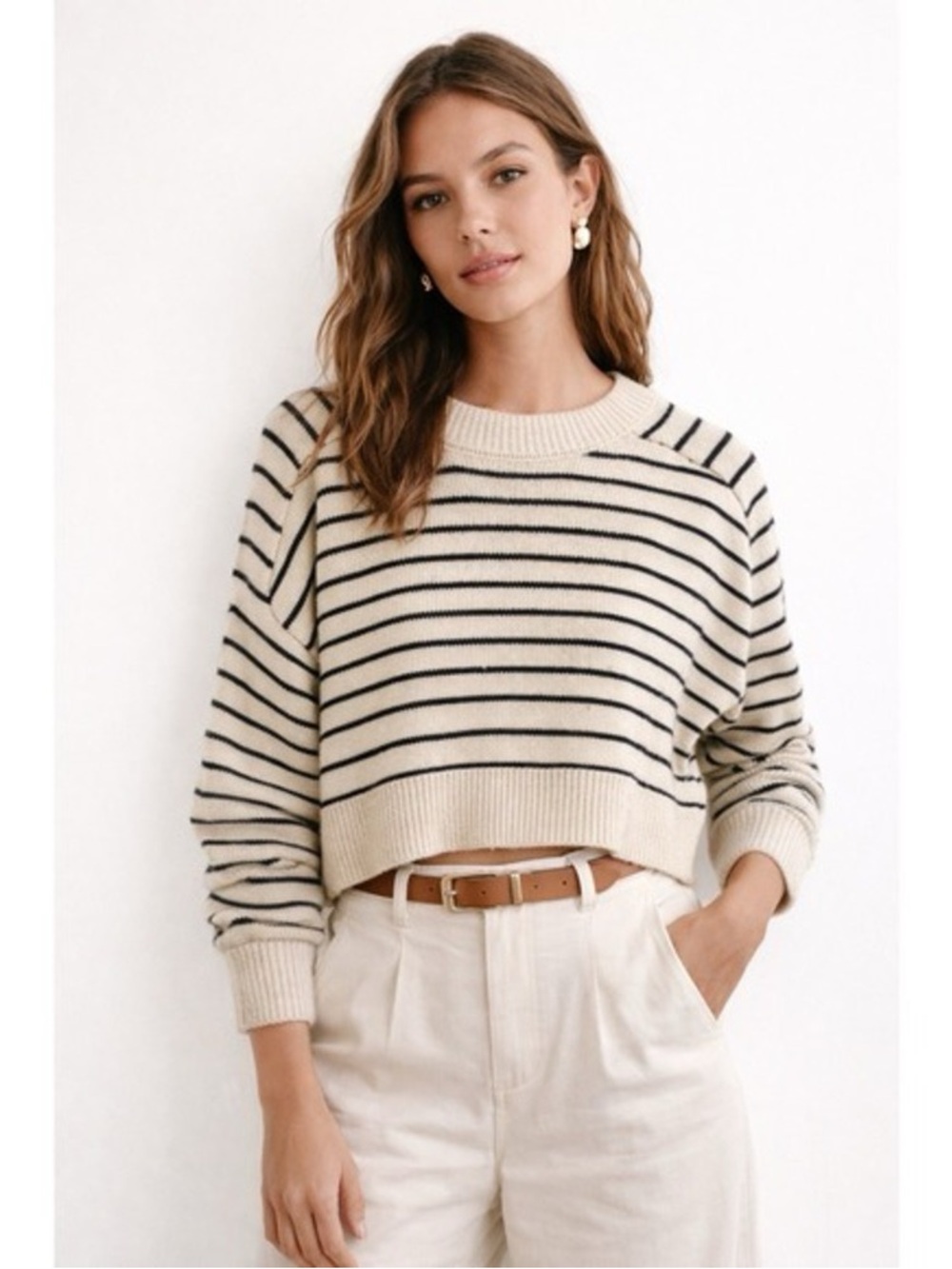 ZARA Cropped Crewneck Sweater S